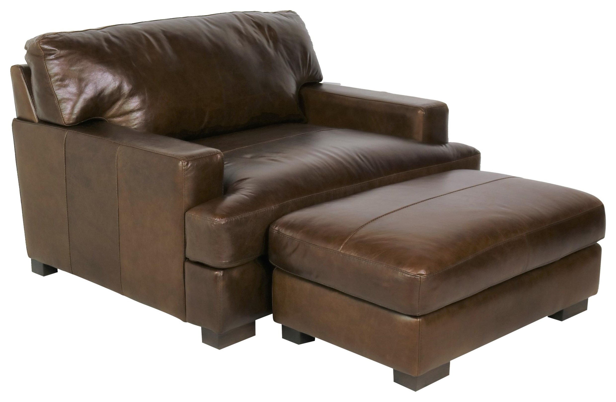 Leather chair sales with ottoman